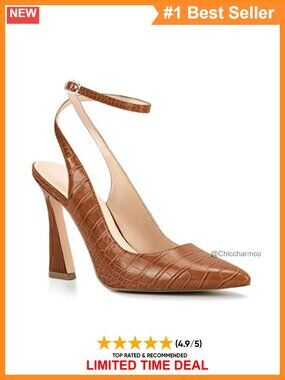 Faux Leather Slingback High Heel Pumps Pointed Toe